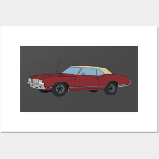Hand Drawn Oldsmobile Cutlass Convertible Posters and Art